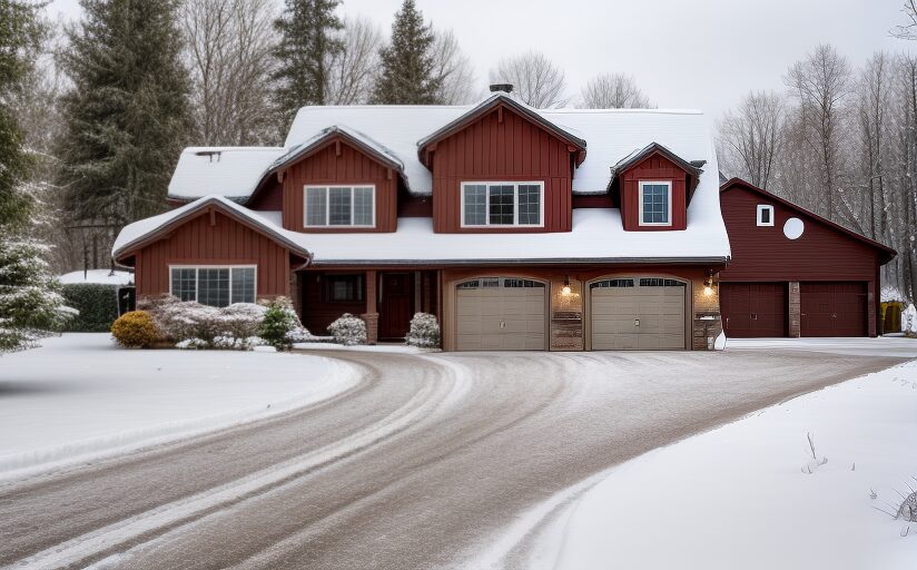 Residential driveway cleared of snow