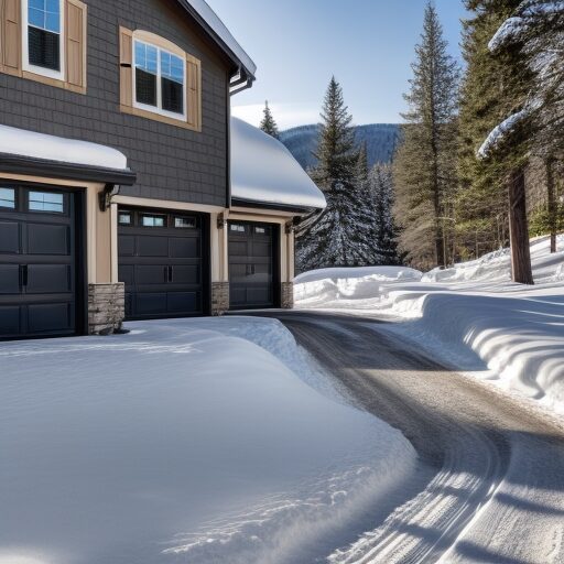 Residential driveway cleared of snow